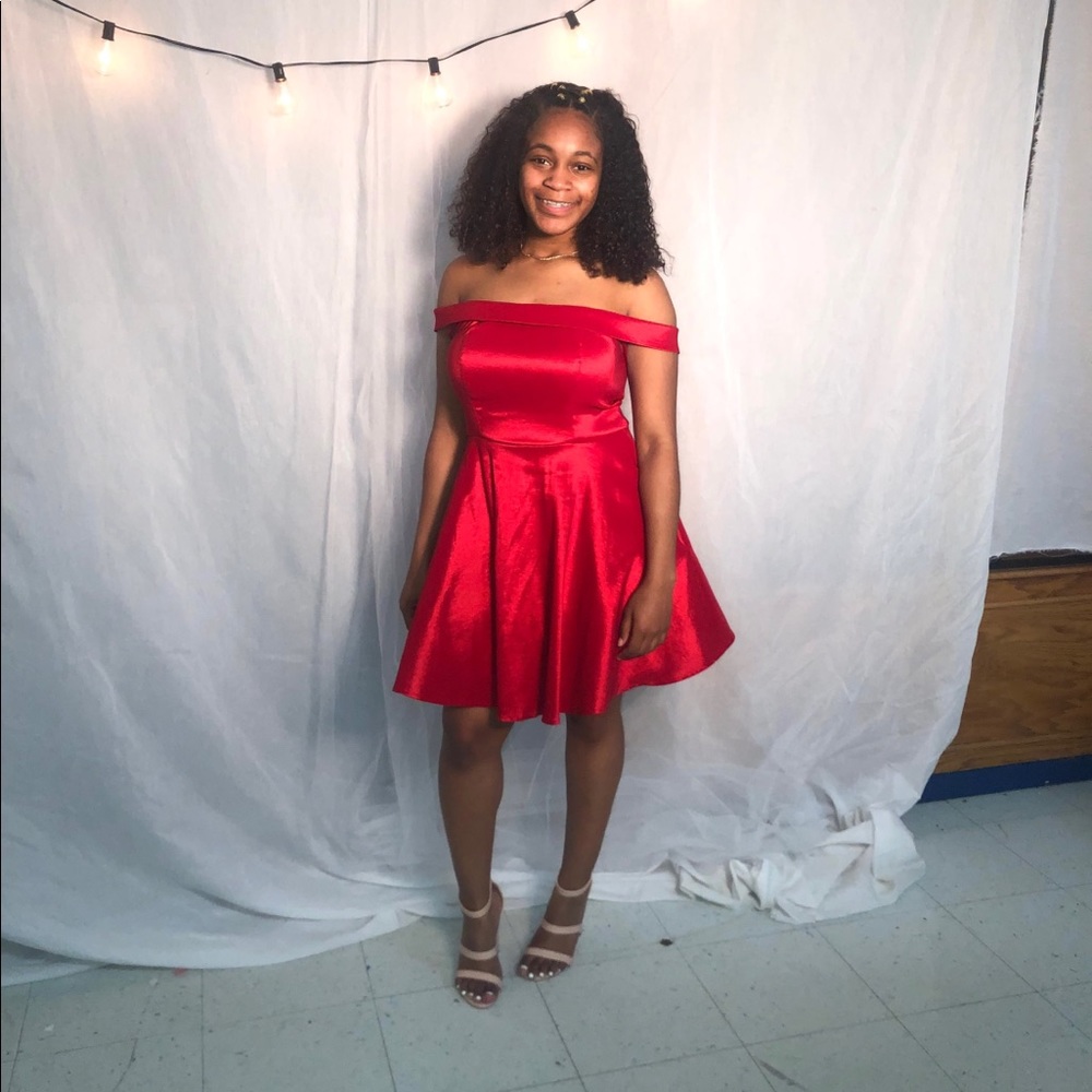 Red Off-the-Shoulder Skater Dress